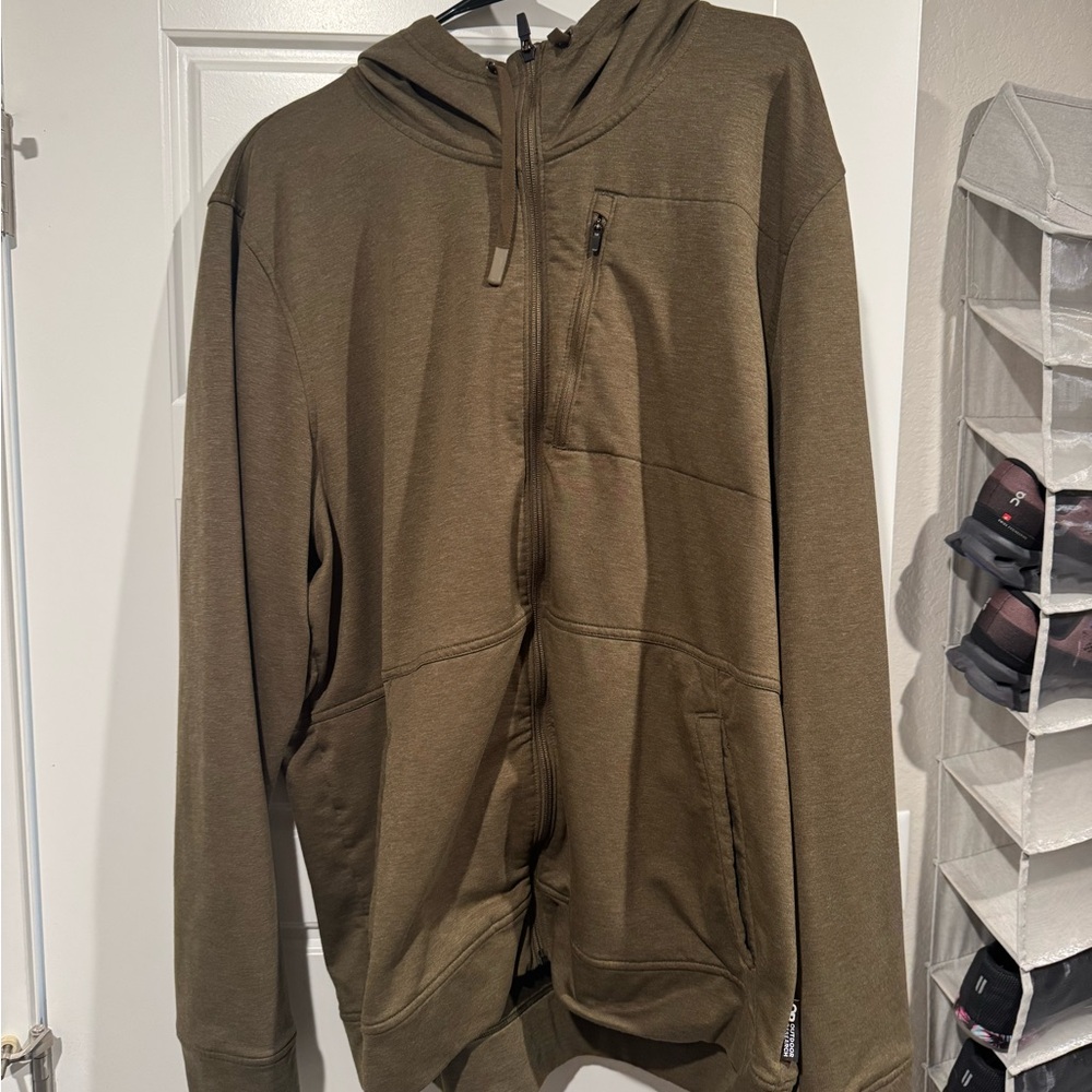 Outdoor Research Men's Zip-Up Hooded Sweater Jacket in Olive